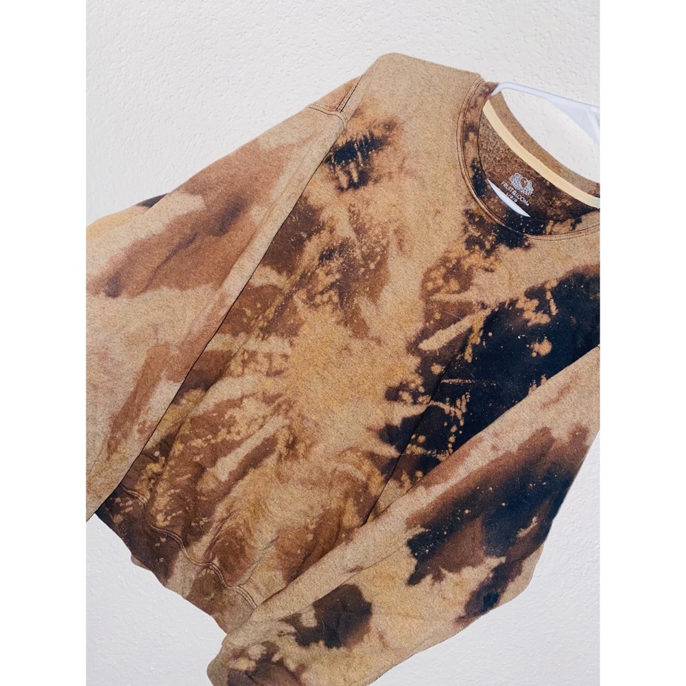 FRUIT OF THE LOOM Custom Bleach Tie-Dye Acid Wash Oversized Sweatshirt